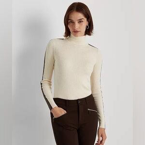 Lauren Ralph Lauren Faux Leather Trim Turtleneck